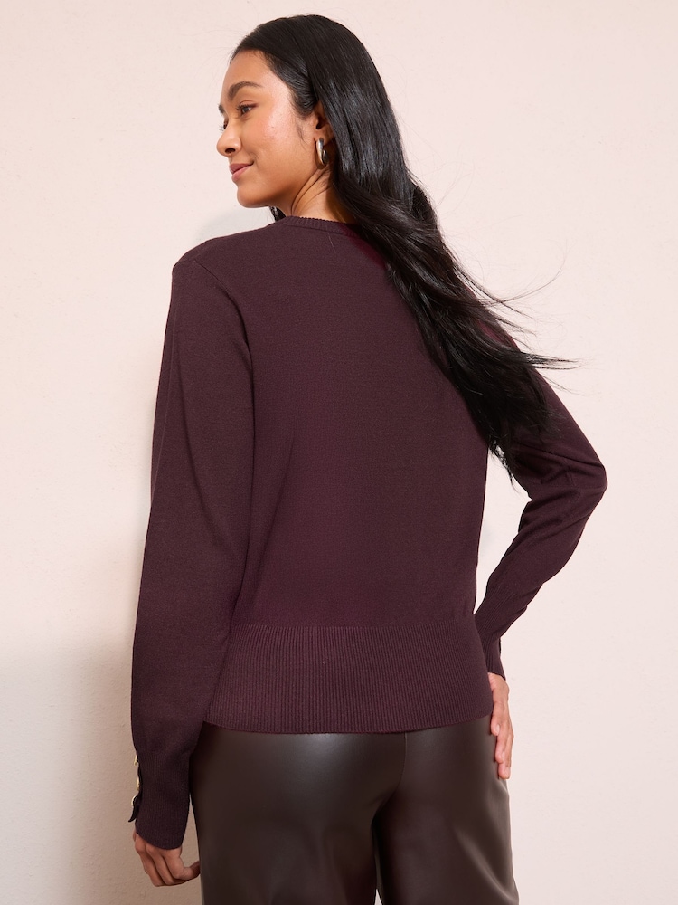 Friends Like These Burgundy Red Long Sleeve Crew Neck Jumper - Image 4 of 4