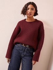 Friends Like These Berry Red Honeycomb Detail Jumper - Image 1 of 5