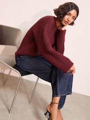Friends Like These Berry Red Honeycomb Detail Jumper - Image 4 of 5