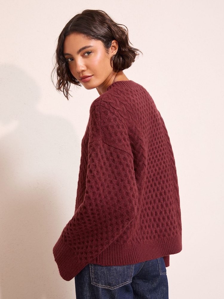 Friends Like These Berry Red Honeycomb Detail Jumper - Image 5 of 5