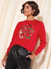Friends Like These Red Fa La La Christmas Jumper - Image 4 of 5