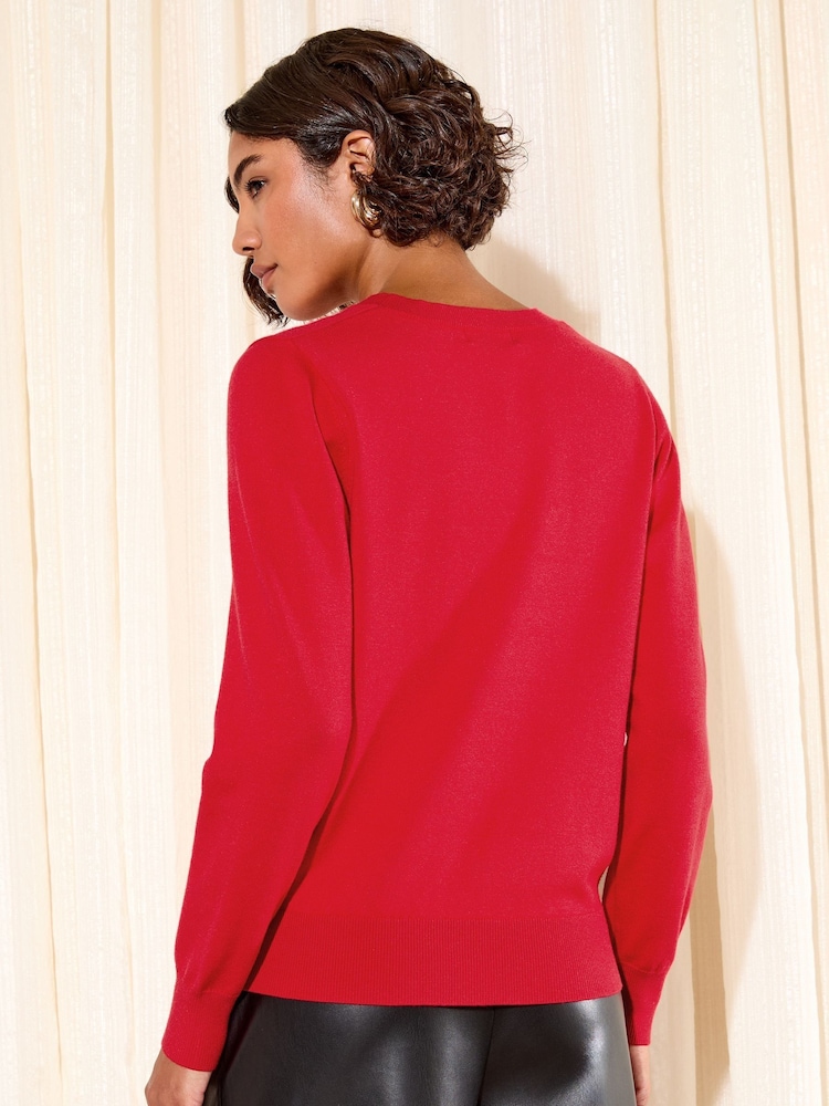 Friends Like These Red Fa La La Christmas Jumper - Image 5 of 5 Friends Like These Red Fa La La Christmas Jumper - Image 5 of 5