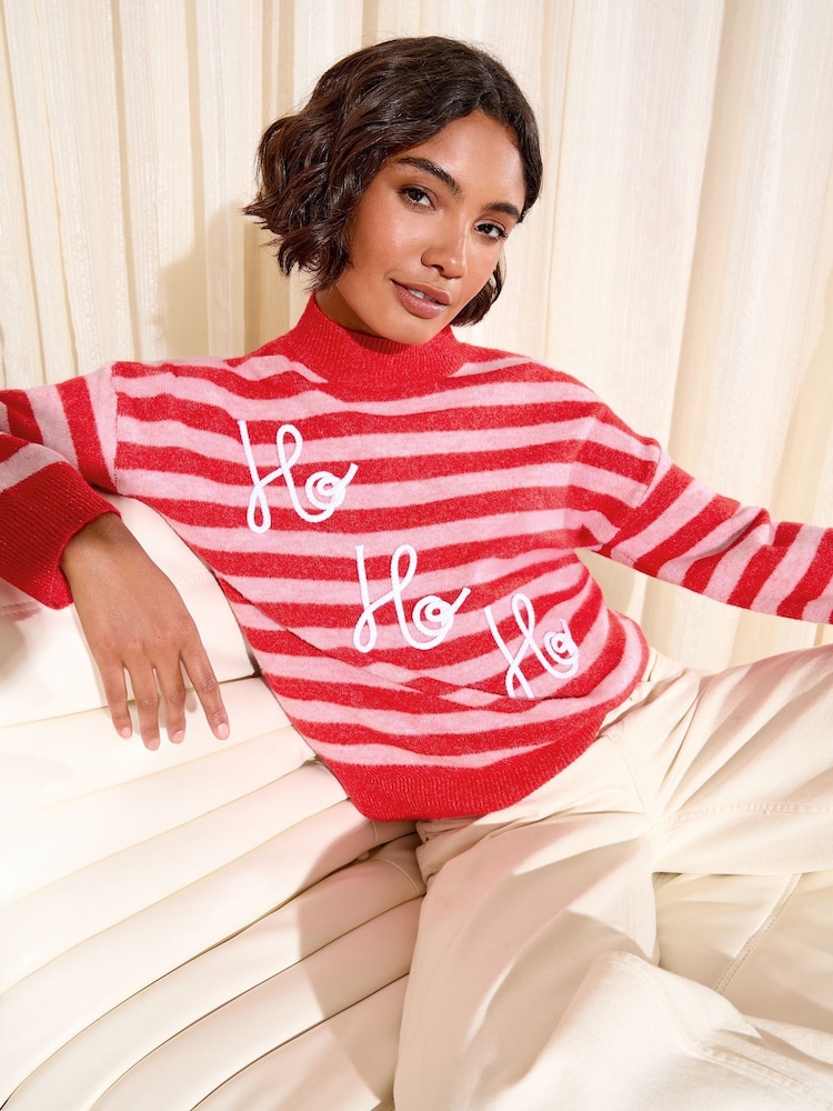 Friends Like These Red Ho Ho Ho Christmas Jumper - Image 1 of 4