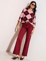 Friends Like These Pink Argyle Knitted Top - Image 2 of 4