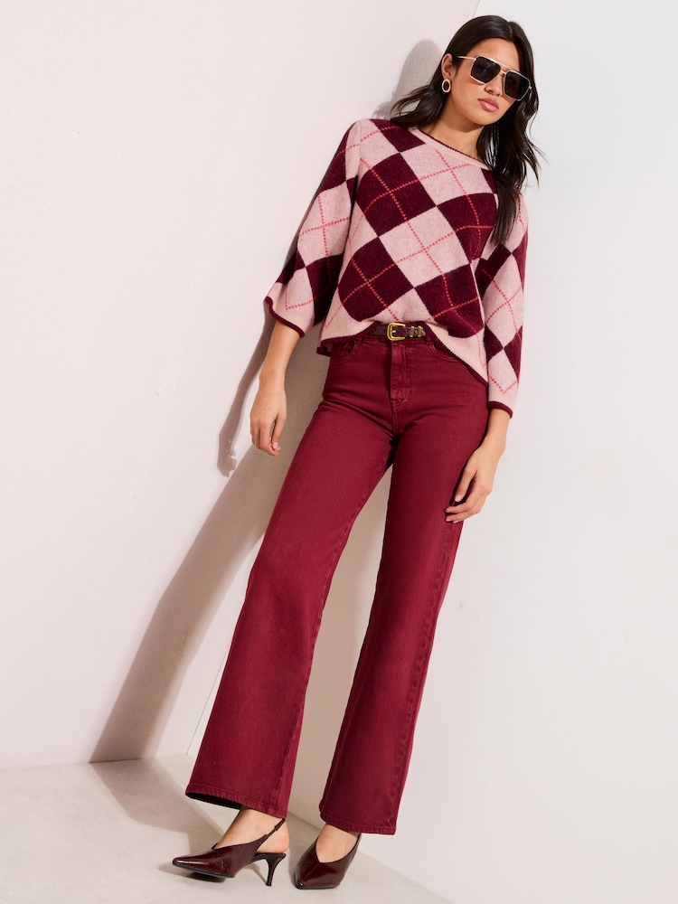 Friends Like These Pink Argyle Knitted Top - Image 2 of 4