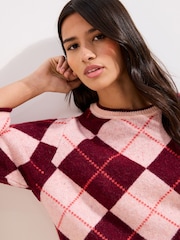 Friends Like These Pink Argyle Knitted Top - Image 3 of 4