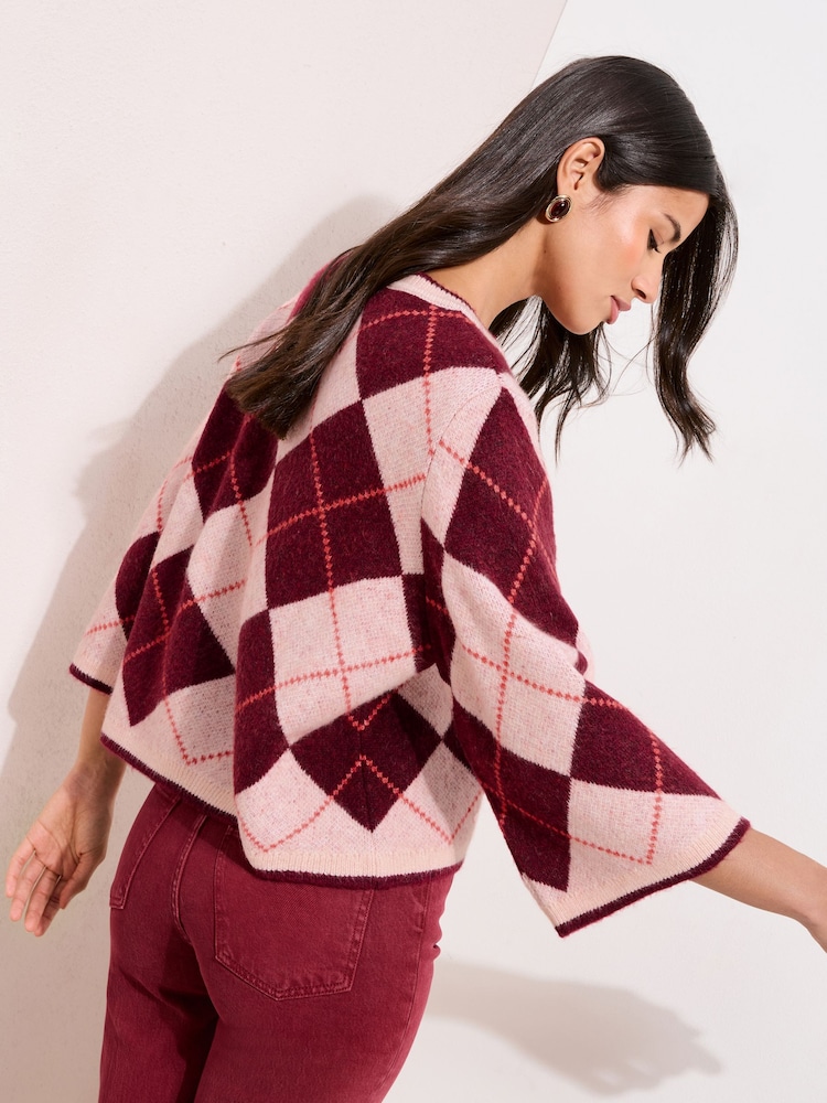 Friends Like These Pink Argyle Knitted Top - Image 4 of 4