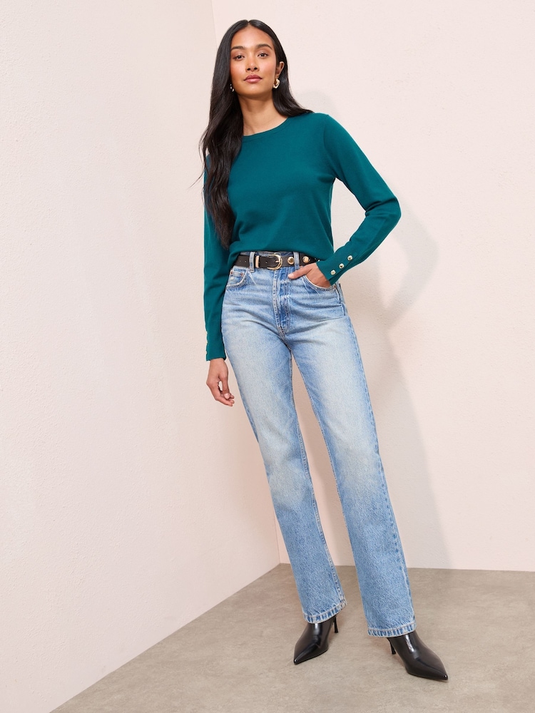 Friends Like These Green Long Sleeve Crew Neck Jumper - Image 1 of 4 Friends Like These Green Long Sleeve Crew Neck Jumper - Image 1 of 4
