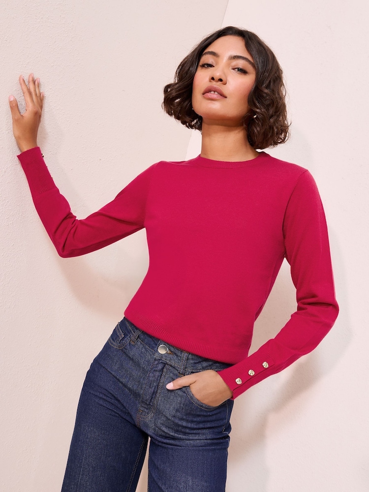Friends Like These Pink Long Sleeve Crew Neck Jumper - Image 1 of 4 Friends Like These Pink Long Sleeve Crew Neck Jumper - Image 1 of 4