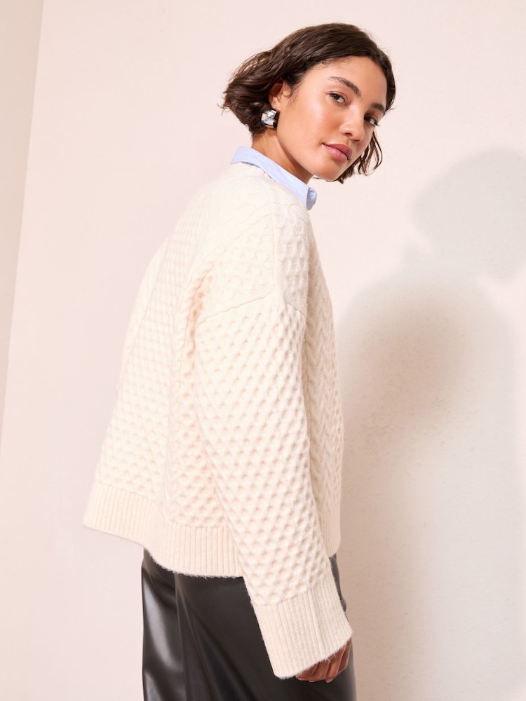 Friends Like These Ivory Honeycomb Detail Jumper - Image 4 of 4 Friends Like These Ivory Honeycomb Detail Jumper - Image 4 of 4