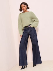 Friends Like These Green Eyelash Slash Neck Jumper - Image 2 of 4