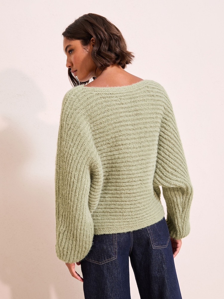 Friends Like These Green Eyelash Slash Neck Jumper - Image 4 of 4