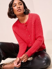 Friends Like These Red Crew Neck Cable Cardigan - Image 3 of 4