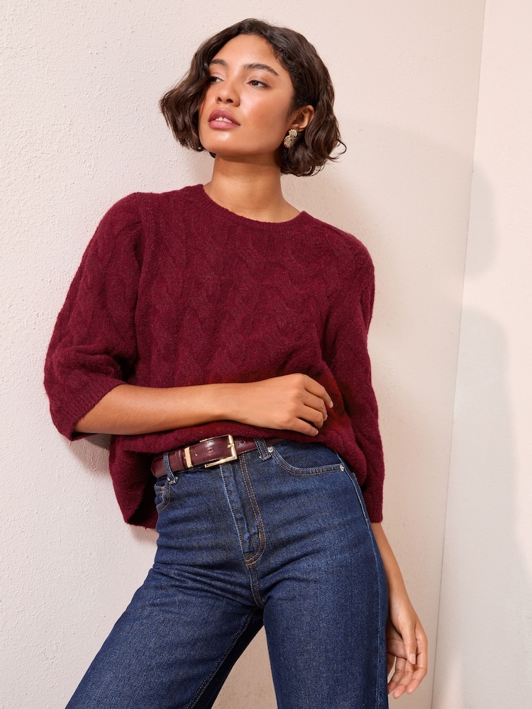 أحمر توتي - Friends Like These Cable Knitted T-Shirt - صورة 1 من 4 أحمر توتي - Friends Like These Cable Knitted T-Shirt - صورة 1 من 4