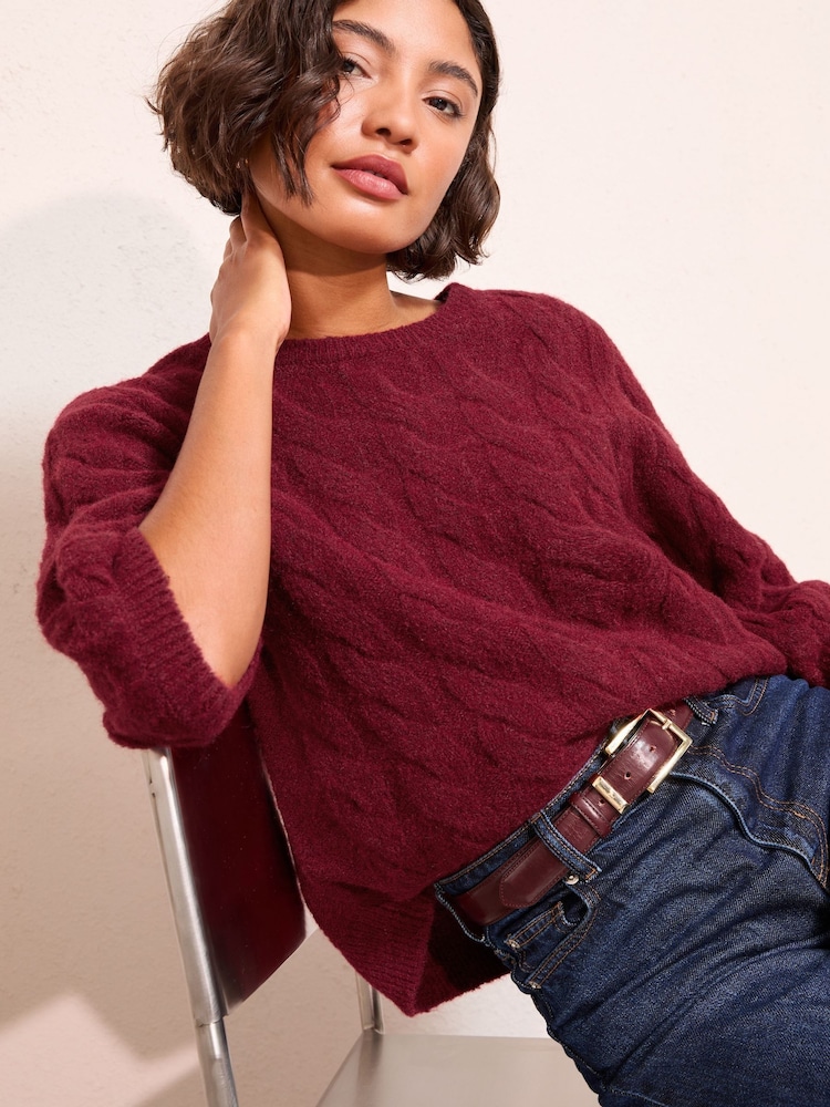 أحمر توتي - Friends Like These Cable Knitted T-Shirt - صورة 2 من 4 أحمر توتي - Friends Like These Cable Knitted T-Shirt - صورة 2 من 4