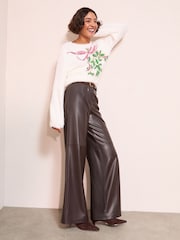 Friends Like These Ivory Eyelash Sequin Mistletoe Jumper - Image 3 of 4