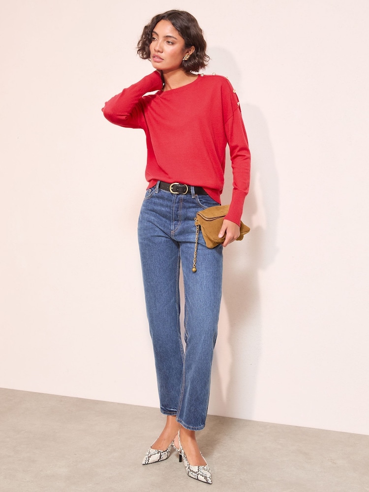 Friends Like These Red Button Shoulder Jumper - Image 4 of 4 Friends Like These Red Button Shoulder Jumper - Image 4 of 4