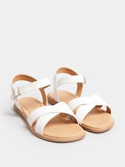 Yours Curve White Extra Wide Fit Cross Over Sandals - Image 3 of 5