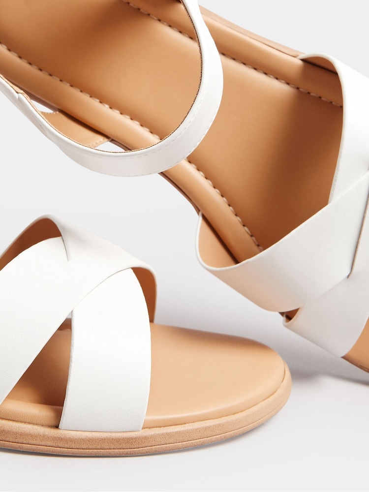 Yours Curve White Extra Wide Fit Cross Over Sandals - Image 5 of 5