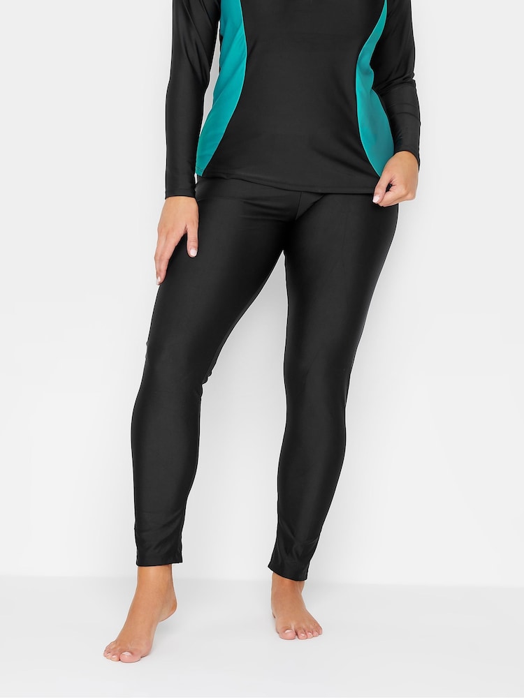 Yours Curve Black Long Swim Leggings - Image 1 of 3