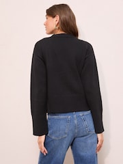 Friends Like These Black V-Neck Exposed Seam Cardigan - Image 5 of 5