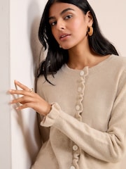Friends Like These Neutral Ruffle Detail Cardigan - Image 2 of 4