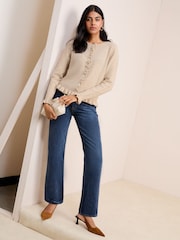 Friends Like These Neutral Ruffle Detail Cardigan - Image 3 of 4