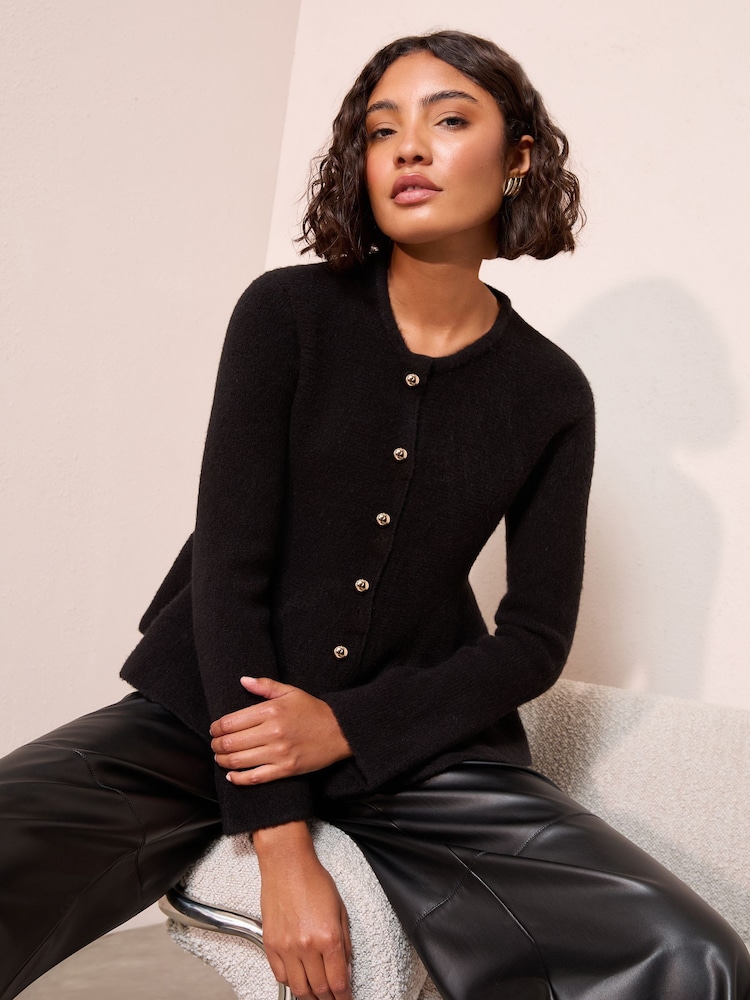 Friends Like These Black Peplum Cardigan - Image 1 of 5