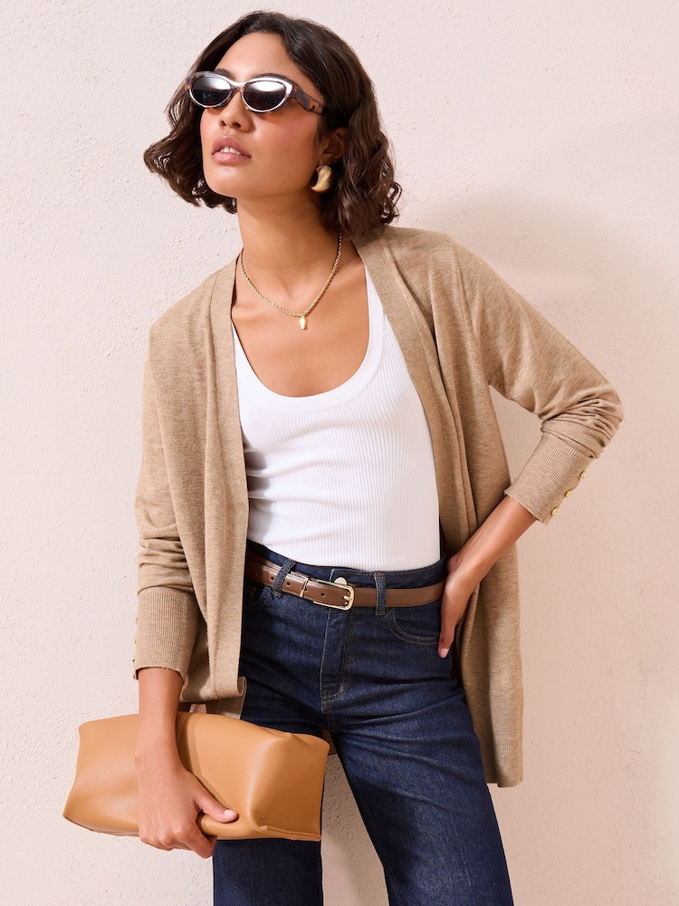 Friends Like These Brown Longline Cardigan - Image 1 of 5