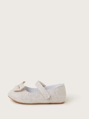 Monsoon Gold Baby Jacquard Bow Walkers Shoes - Image 2 of 3
