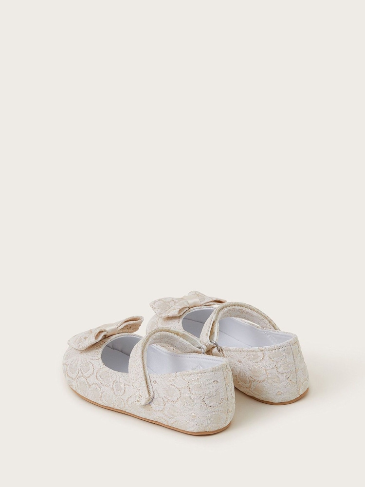 Monsoon Gold Baby Jacquard Bow Walkers Shoes - Image 3 of 3