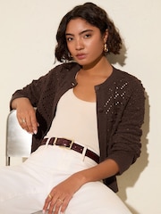Friends Like These Brown Bobble Stitch Cardigan - Image 1 of 4