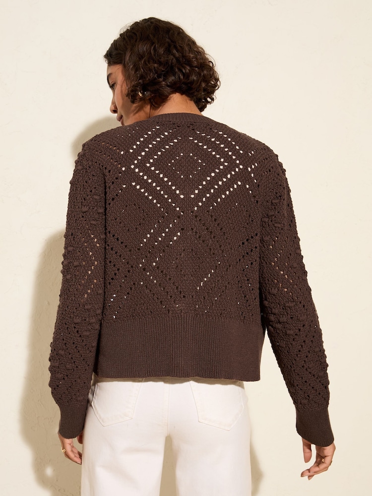Friends Like These Brown Bobble Stitch Cardigan - Image 4 of 4