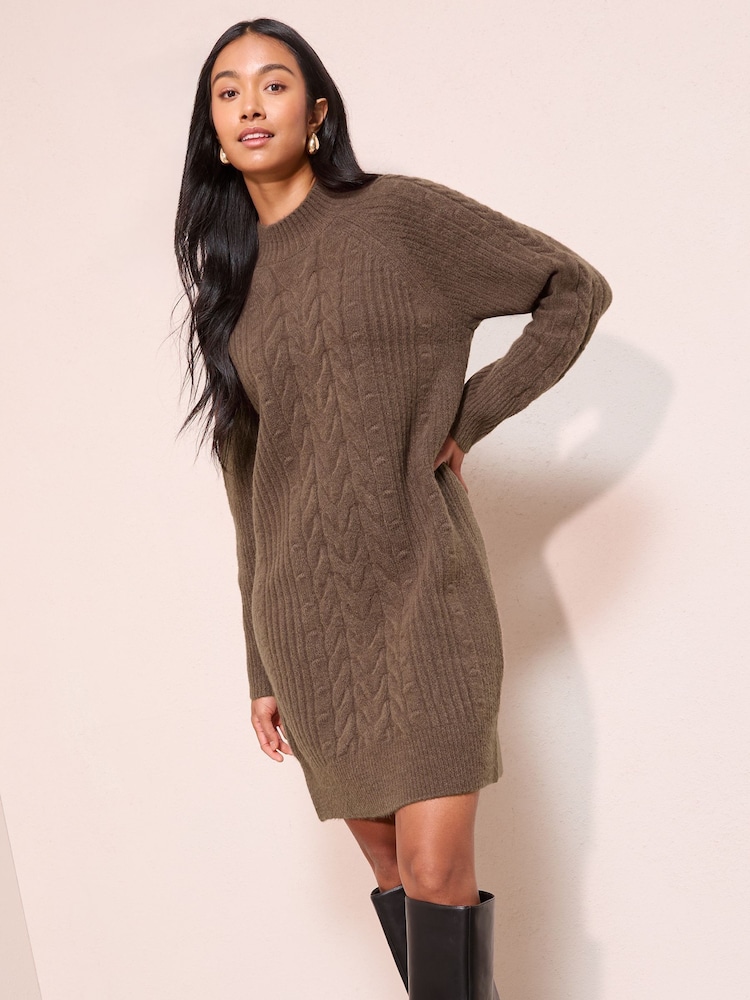 Friends Like These Neutral Honeycomb Detail Mini Dress - Image 1 of 5 Friends Like These Neutral Honeycomb Detail Mini Dress - Image 1 of 5