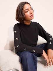 Friends Like These Black Button Sleeve Tunic - Image 1 of 4
