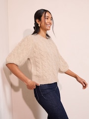 Friends Like These Neutral Petite Cable Knitted T-Shirt - Image 3 of 5