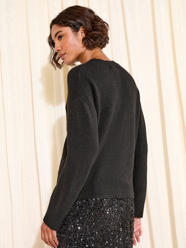 Friends Like These Black Snowflake Cornelli Detail Jumper - Image 4 of 4