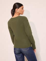 Friends Like These Olive Green Button Sleeve Detail Jumper - Image 5 of 5