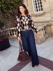 Friends Like These X Lucy Mecklenburgh Burgundy Argyle Cardigan - Image 3 of 4