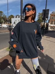 Never Fully Dressed Navy Embroidery Cotton Sweatshirt - Image 1 of 6