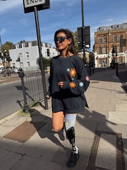 Never Fully Dressed Navy Embroidery Cotton Sweatshirt - Image 2 of 6