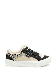 Rocket Dog Natural Leopard Print Cheery Blocked PU Suede/Leon Trainers - Image 1 of 7
