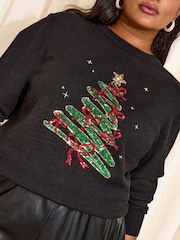 Friends Like These Black Tree Curve Christmas Jumper - Image 1 of 4