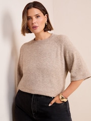 Friends Like These Neutral Curve Knitted Top - Image 1 of 4