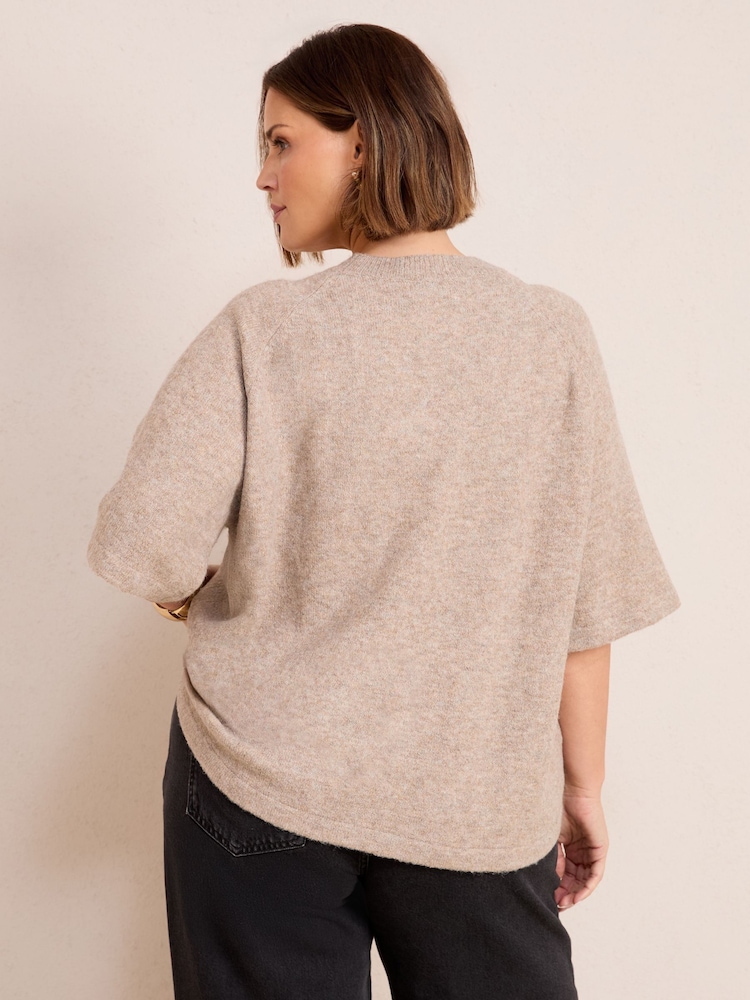 Friends Like These Neutral Curve Knitted Top - Image 2 of 4