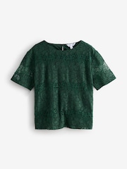 Green Short Sleeves Lace Blouse - Image 1 of 1