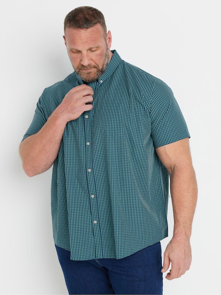 Зеленый - BadRhino Big & Tall Gingham 100% Cotton Check Shirt - Изображение 1 из 6