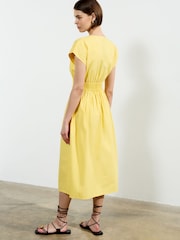 French Connection Yellow Barletta Poplin Tie Midi 100% Cotton Dress - Image 2 of 4