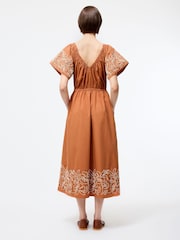 French Connection Brown Cambria Cotton Embroidered Dress - Image 2 of 4