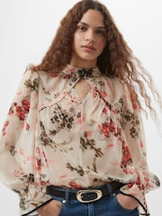 French Connection Hallie Crinkle Contrast Top - Image 1 of 4